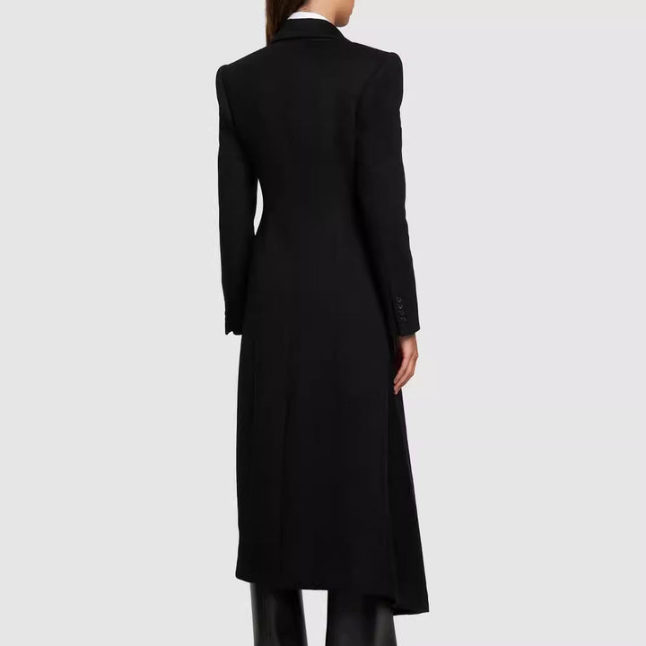 Dam Maxilength Asymmetrical Double-breasted blazer-kappa med Emphasized Shoulder