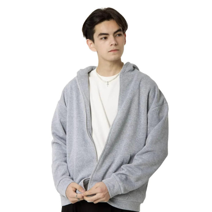 Herr Nan Minimalistisk Dragkedja Luvtröja med Clean Oversized Skärning och Mjuk French Terry Foder