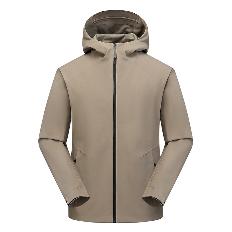 Herr Vattenavvisande Softshell Frilufts Jacka med Huva, Welded Sömmar &amp; Minimalistisk Dragkedja