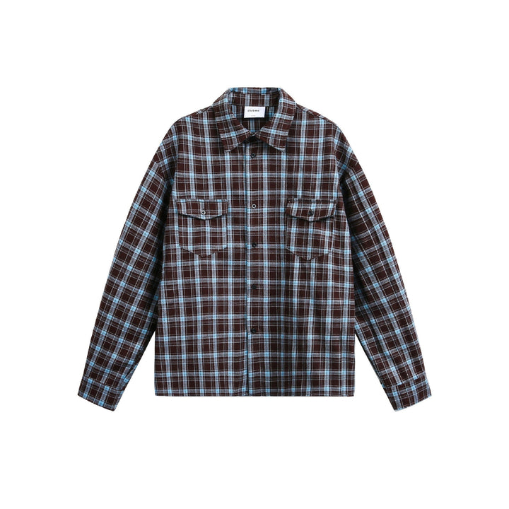 Herr Rutig Flanell overshirt Jacka med Sewn-On bröstfickor
