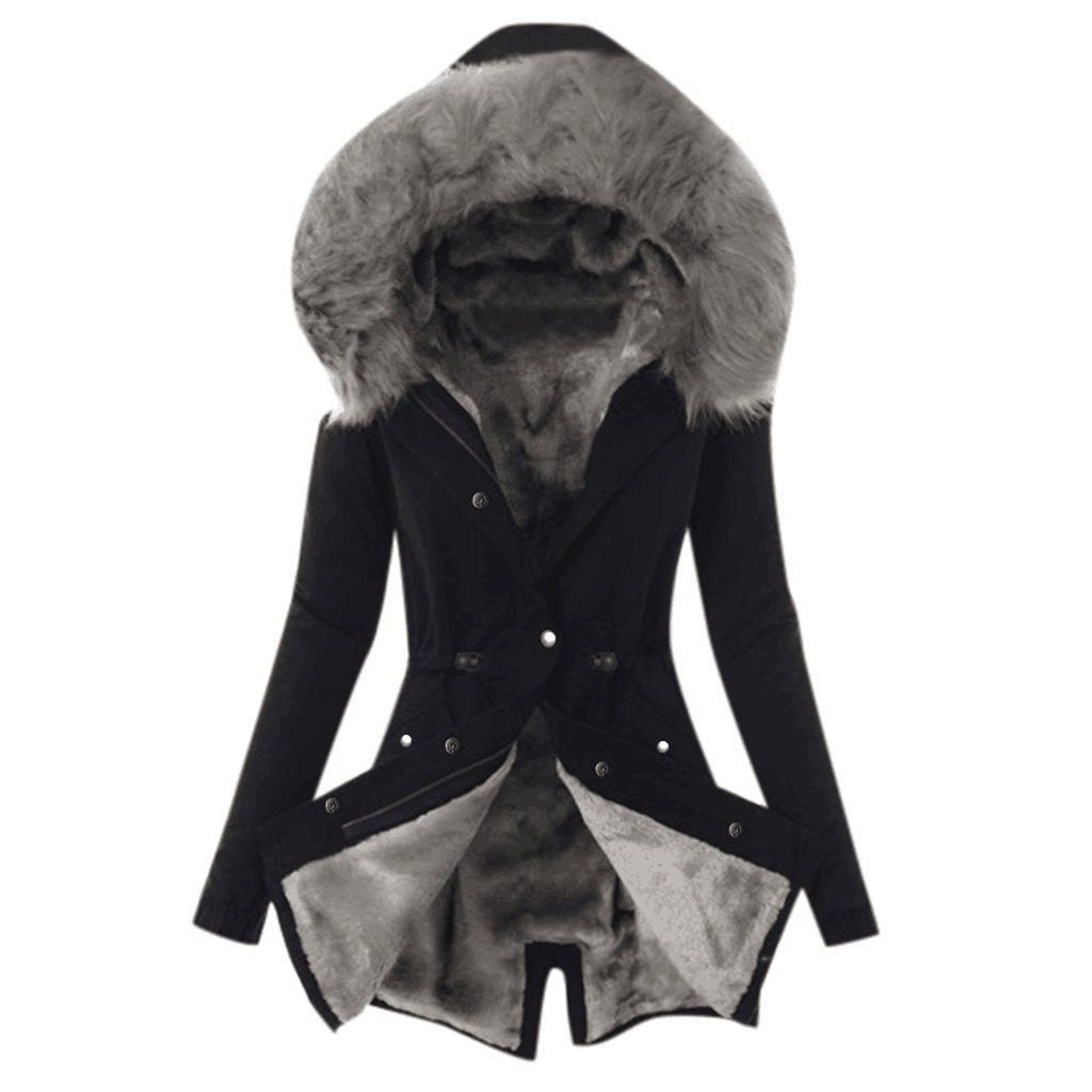 Dam skräddad vinter Parka med Cozy teddyfoder och stor huva