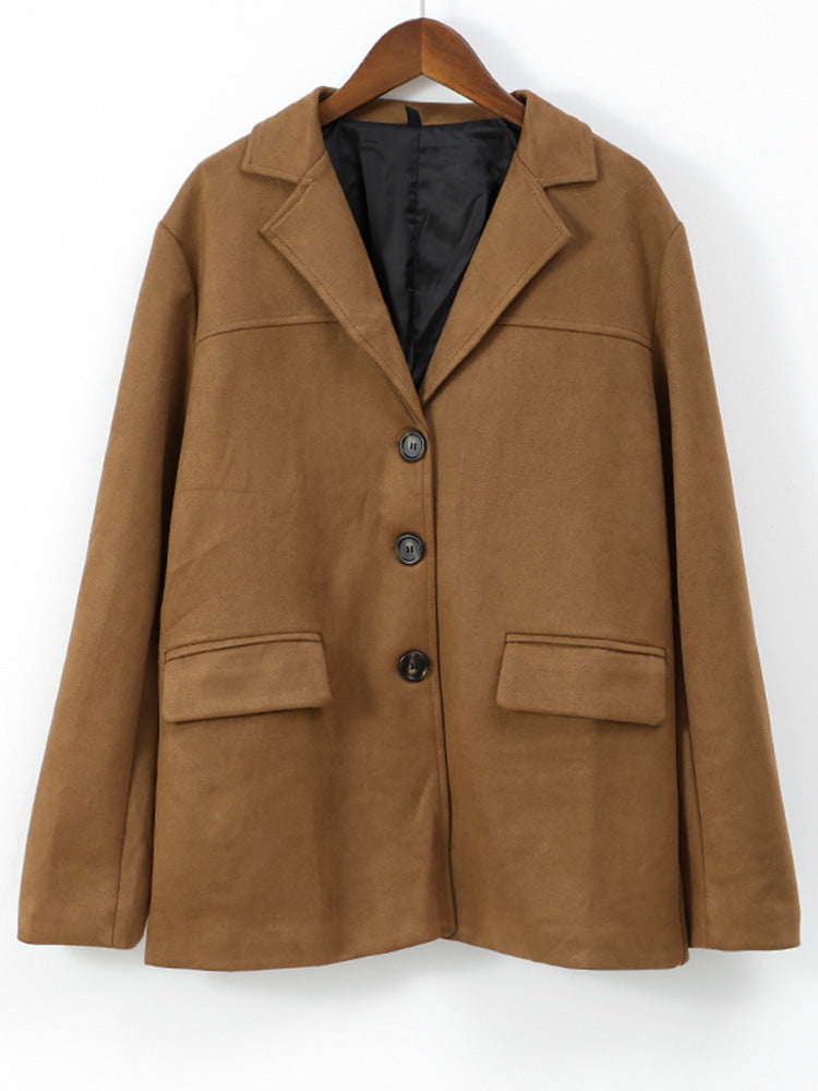 Dam lång Double-Breasted trenchcoat in mocka-Like med midjebälte