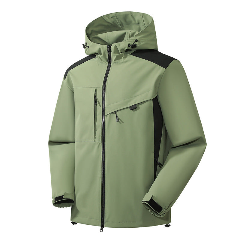 Herr Softshell Utomhus Jacka med Vattentät Membrane och Justerbar Huva