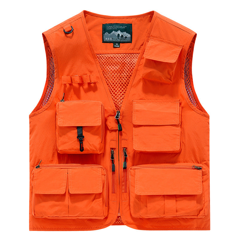 Herr Utomhus Utility Fishing Väst med Andningsbar Mesh Bak och Multifunctional Fickor