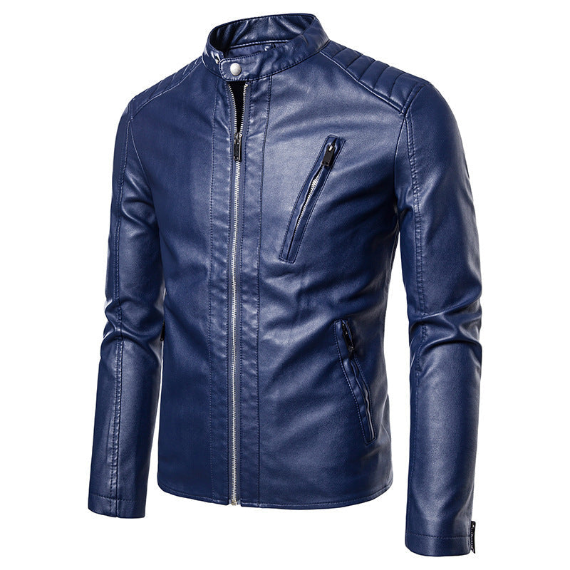 Herr Mode Läderimitation Jacka med Quiltad Detaljer