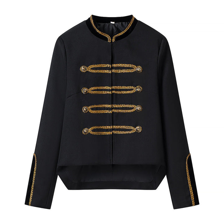 Dam kort Military Inspired Parade jacka med Gold Cord Decoration