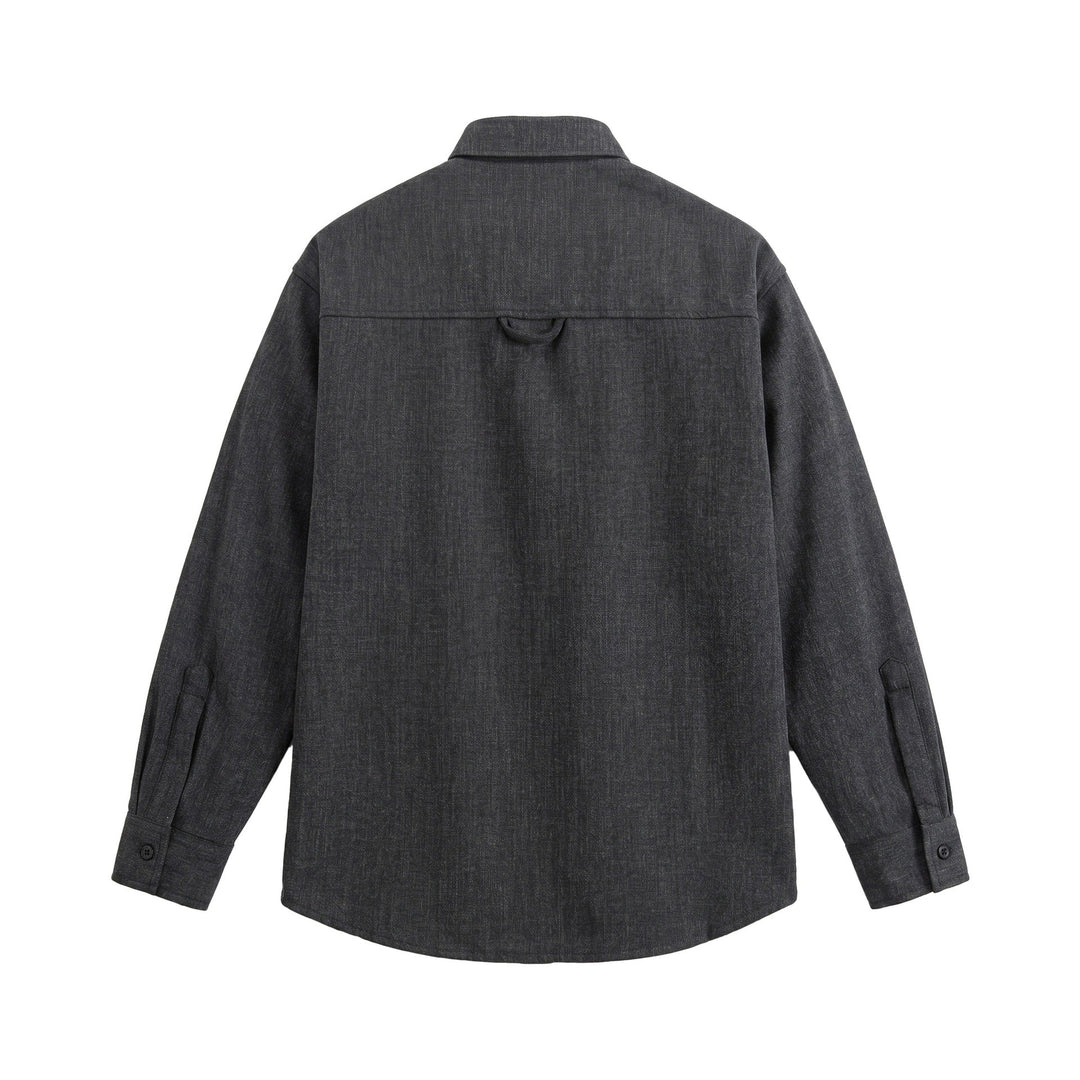Herr oversize skjortjacka i Ljus Denim Look med Visible Dekorativ Sömmar