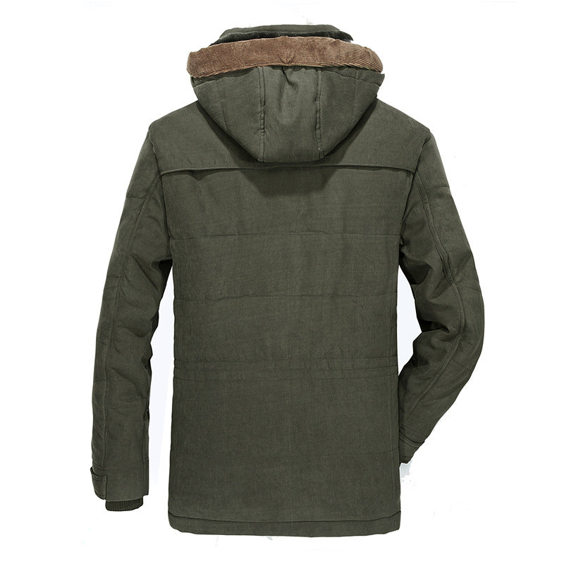 Herr Quiltad Canvas Parkas med Teddyfoder, Manchester Krage och Multifunktionell Fickor