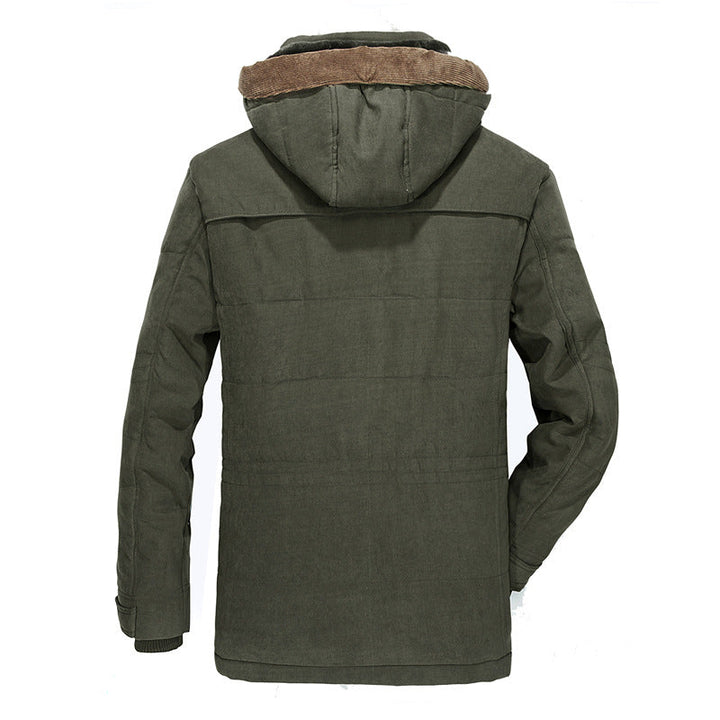 Herr Quiltad Canvas Parkas med Teddyfoder, Manchester Krage och Multifunktionell Fickor