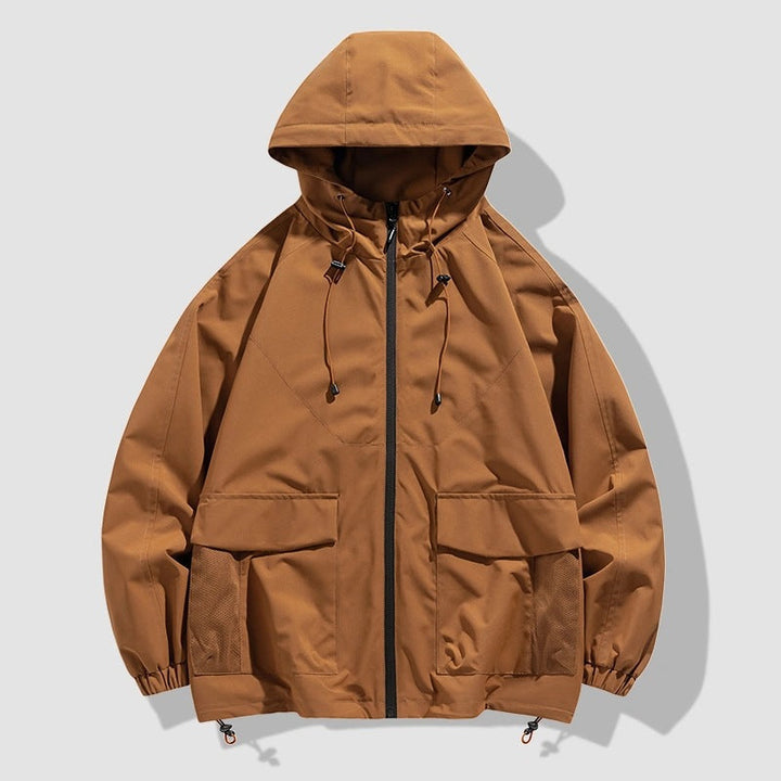 Herr Oversize Utility Softshelljacka med Huva, Patches och Justerbar Fåll