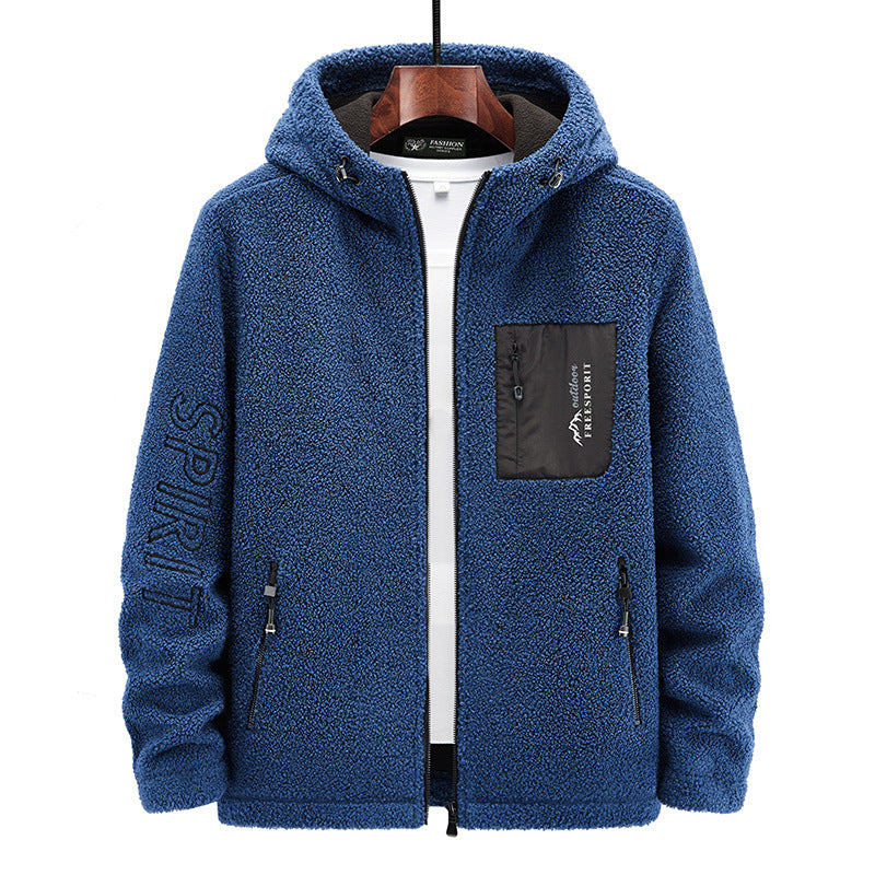 Herr Sherpa-Fleece med Dragkedja Luvtröja med Dragkedja och Bröstficka