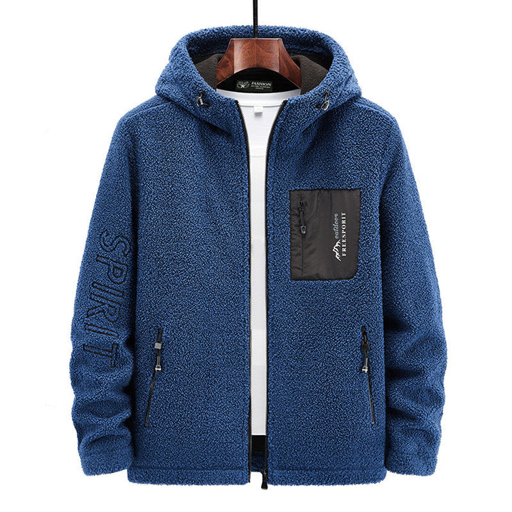 Herr Sherpa-Fleece med Dragkedja Luvtröja med Dragkedja och Bröstficka