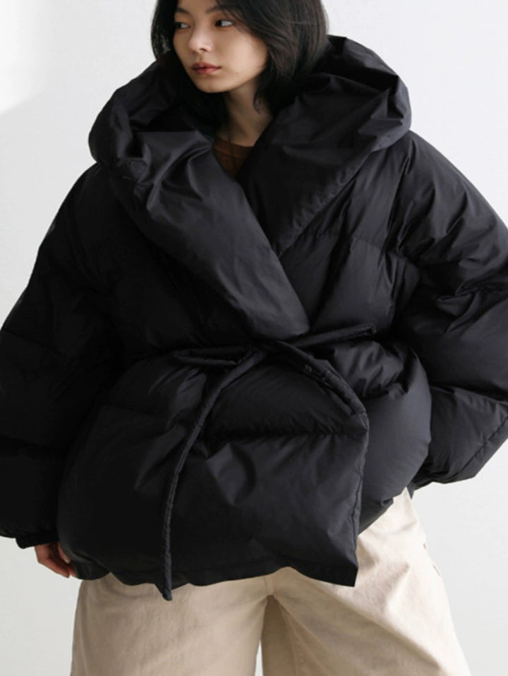 Dam oversized vadderad vinterjacka med XXL huva och Drawstring Waistband