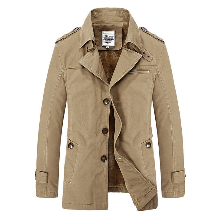 Herr Military-Inspired Short Rock med Teddy Fleecefoder och Zip Bröstficka