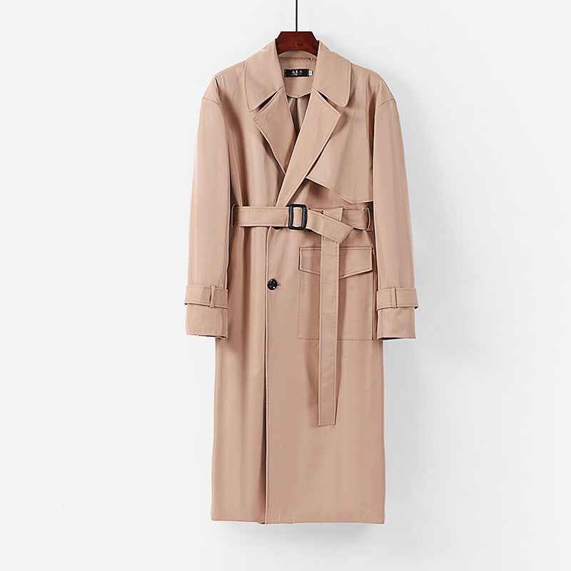 Dam längre skräddad trenchcoat med knytband och vid shawl krage