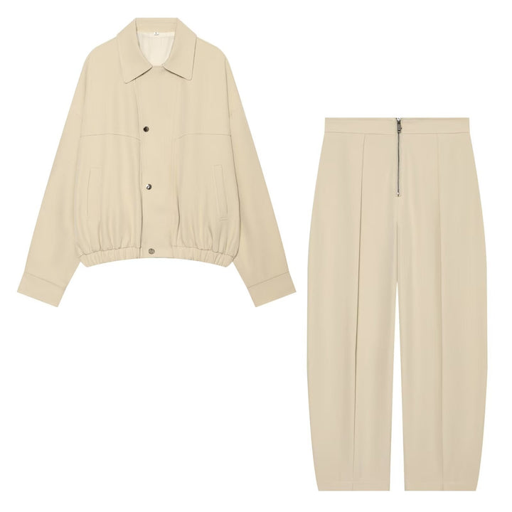 Dam Kort Skärning Utility Blouson Jacka med Drawstring Waist och Patch Fickor