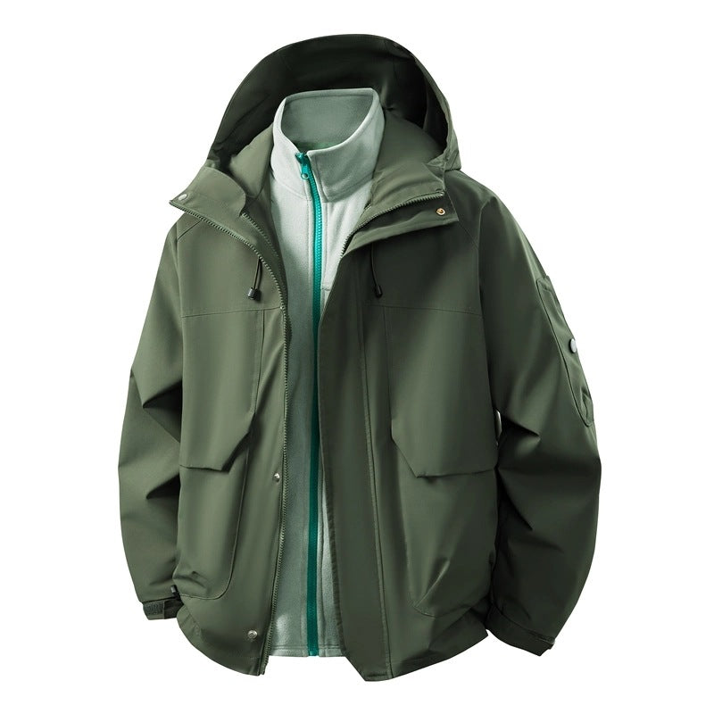 Herr Vattenavvisande Dubbel Jacka med Uttagbar Fleece Inre Jacka och Huva