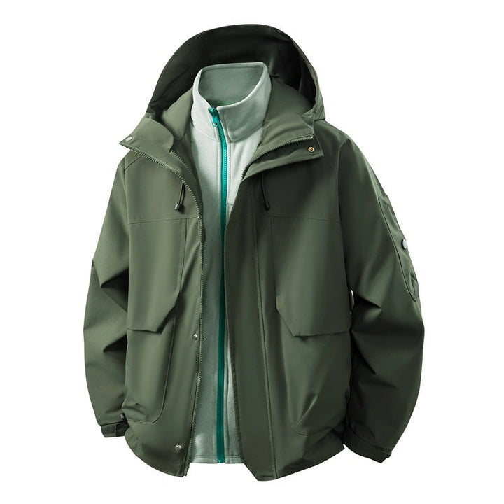 Herr Vattenavvisande Dubbel Jacka med Uttagbar Fleece Inre Jacka och Huva