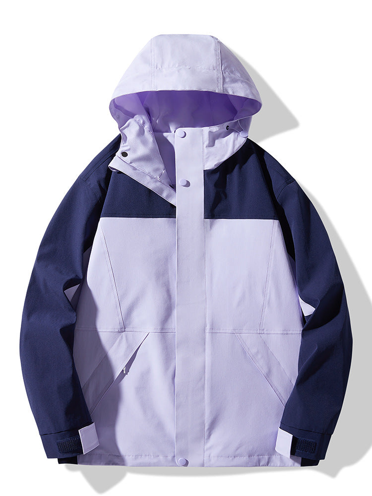 Herr teknisk Colorblock softshell regnjacka med justerbar huva