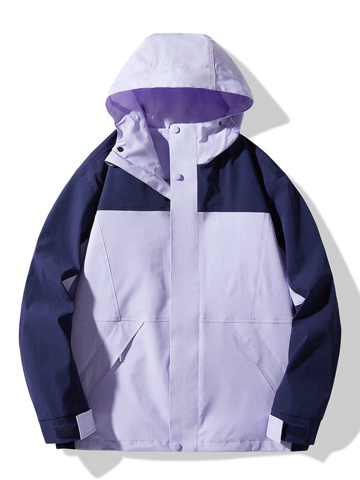 Herr teknisk Colorblock softshell regnjacka med justerbar huva