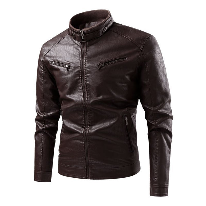 Herr Modern Läderimitation Jacka med Quiltad Detaljer
