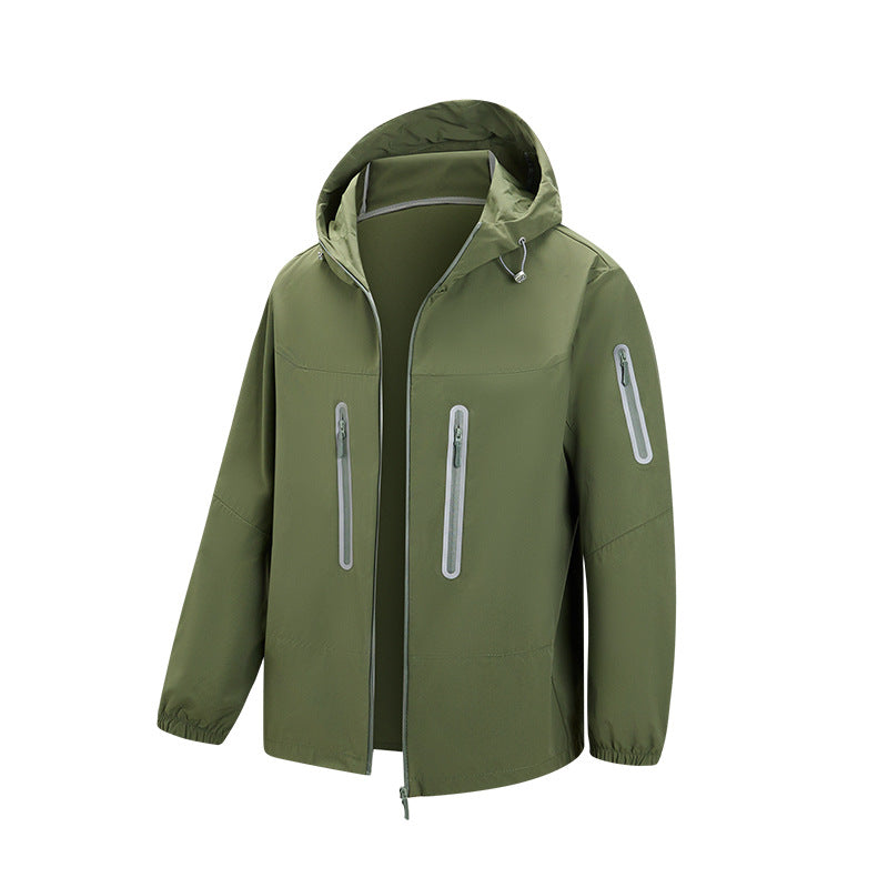 Herr Packbar Teknisk Softshell Jacka med Huva, Taped Dragkedjor och Bröstfickor