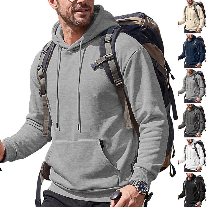 Herr Luvtröja Gjord av Mjuk Fleece med Känguruficka och Adjustable Huva