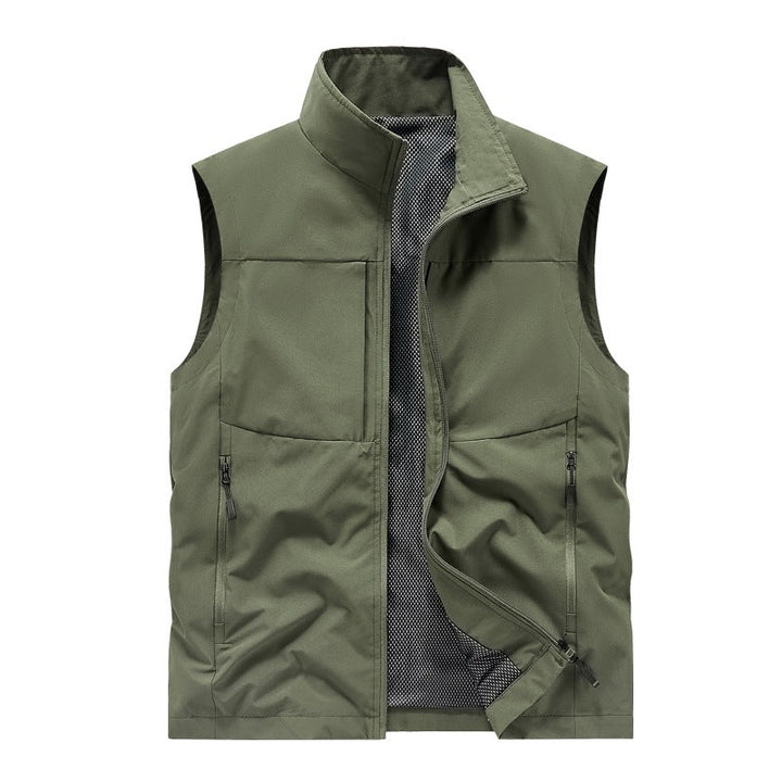 Herr Lätt Vindtät Softshell Quiltad Väst med Mesh Foder, Ståkrage &amp; Dragkedja Fickor