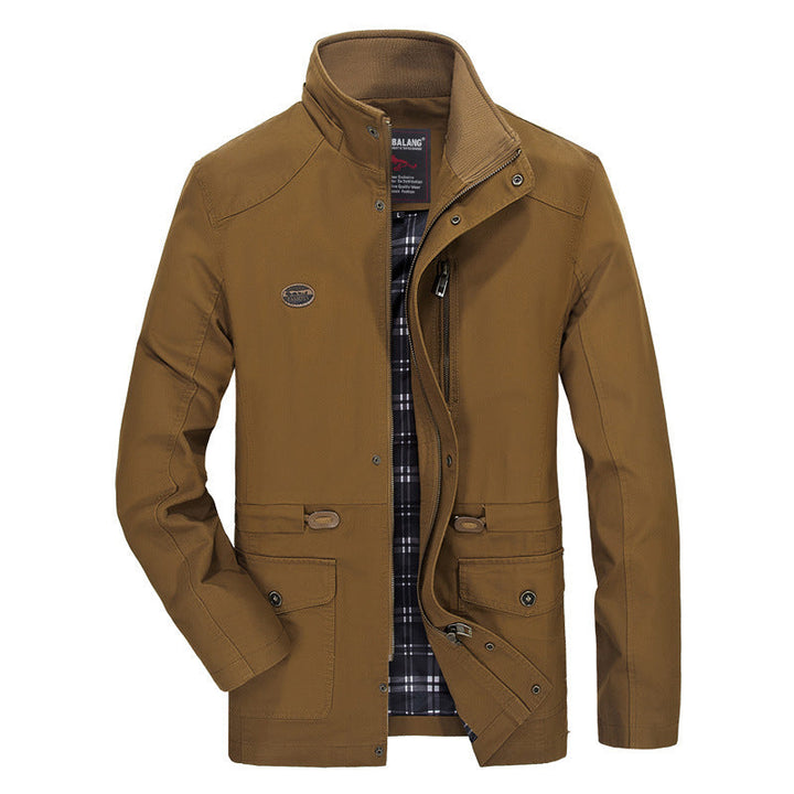 Herr Mid-Length Parka med Huva, Checkered Foder och Midja Dragsko