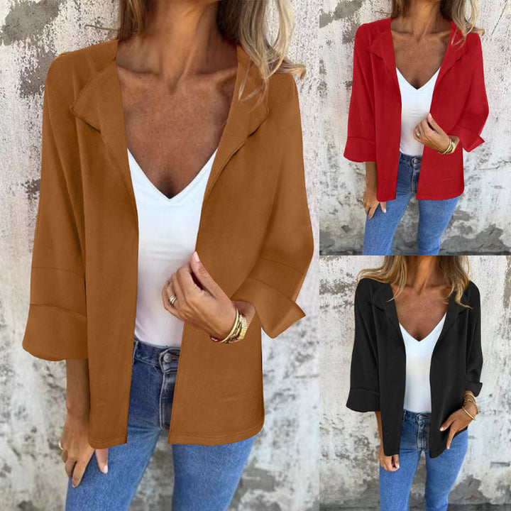Dam lätt Open blazer med Draped Lapels och vida ärmar