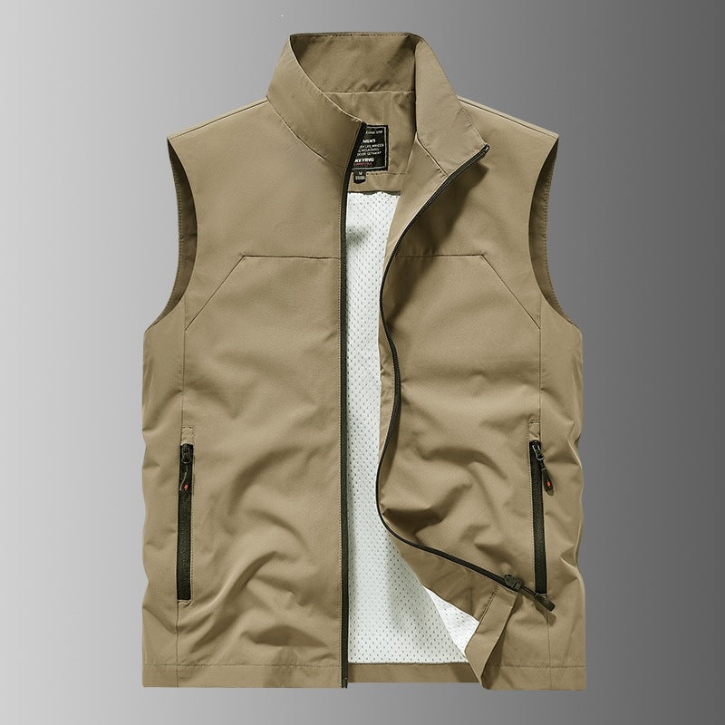 Herr Andningsbar Utility Väst med Mesh Foder, Vind och Water Repellent Exterior och Zippered Fickor