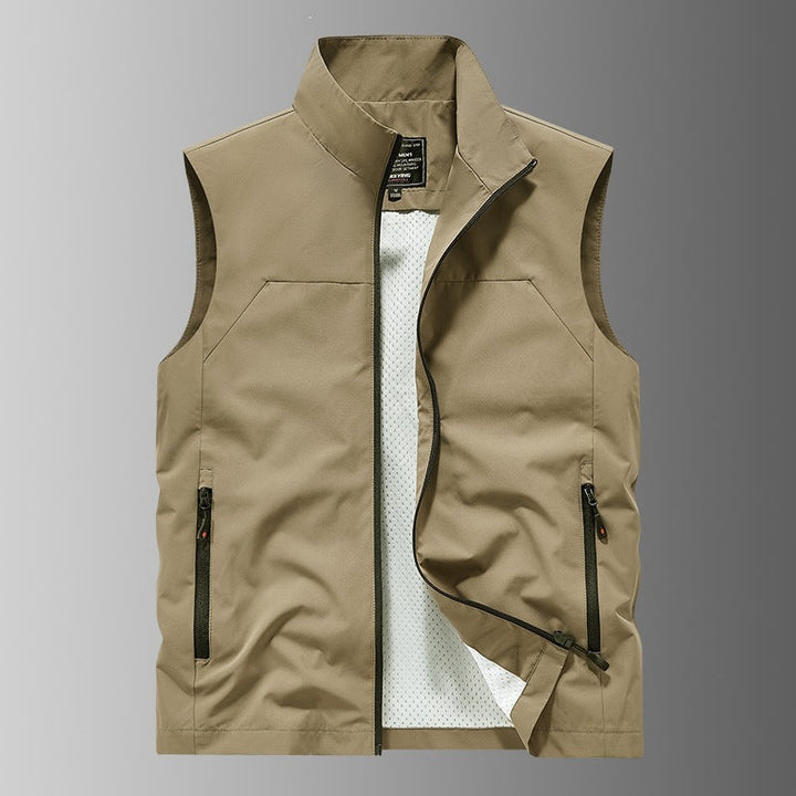 Herr Andningsbar Utility Väst med Mesh Foder, Vind och Water Repellent Exterior och Zippered Fickor