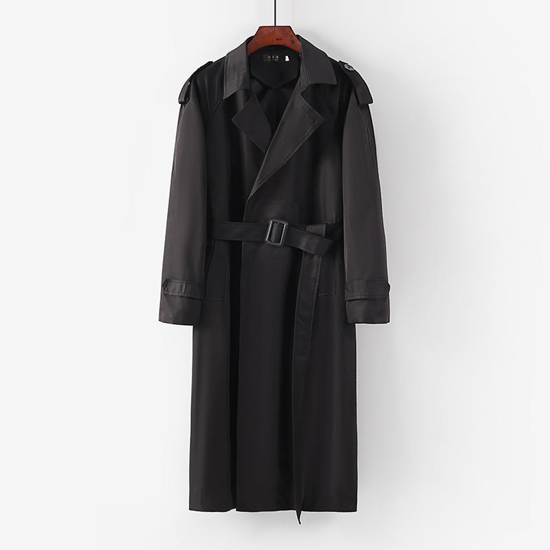Unisex längre minimalistisk trenchcoat med bälte och shoulder epaulets