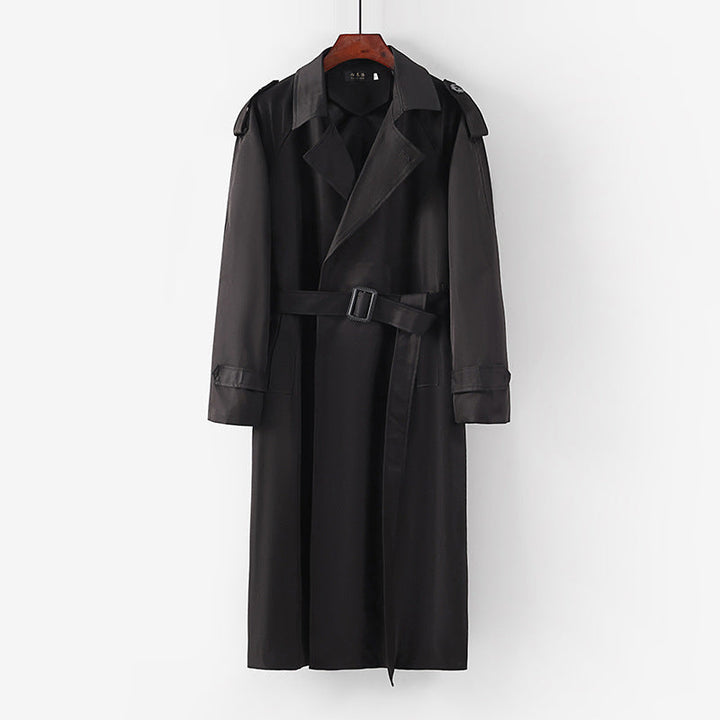 Unisex längre minimalistisk trenchcoat med bälte och shoulder epaulets