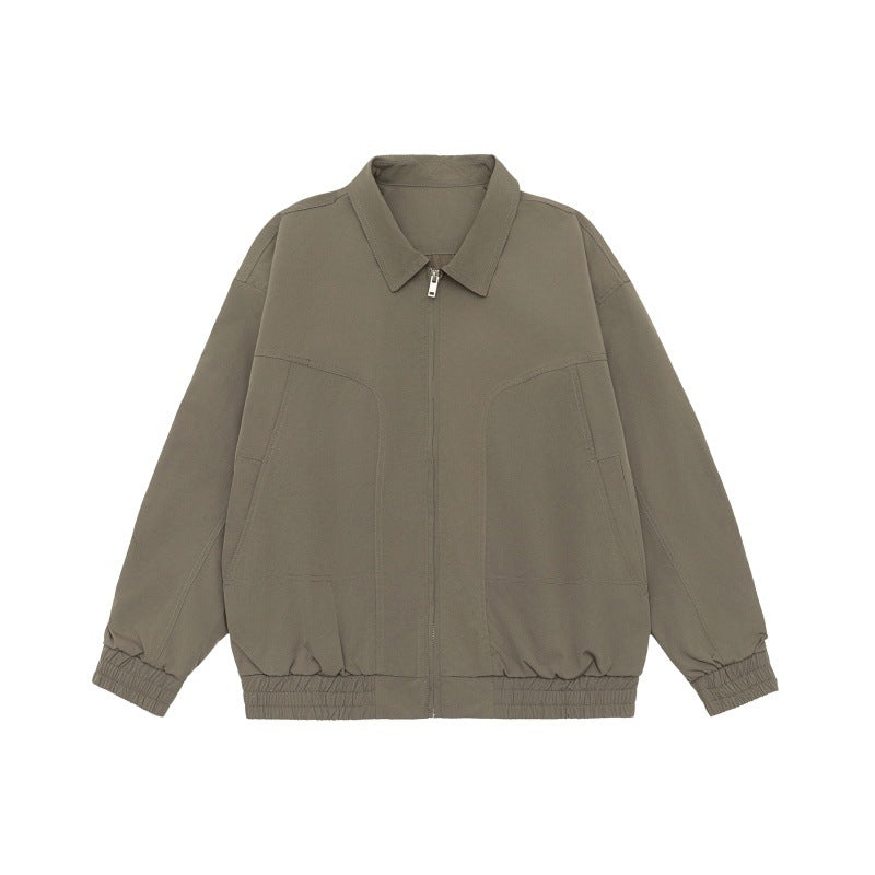Unisex Oversized Blouson Jacka med Skjortkrage och Elastic Waistband