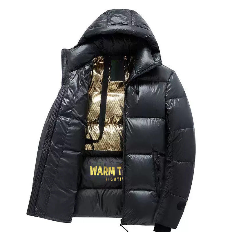 Herr Vadderad Termisk med Huva Quiltad Jacka med Reflective Insulation Inside