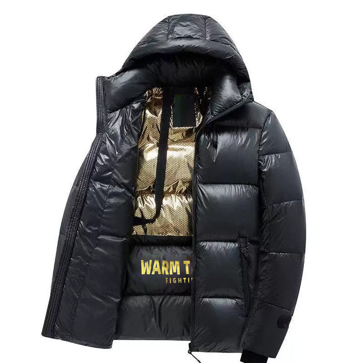 Herr Vadderad Termisk med Huva Quiltad Jacka med Reflective Insulation Inside