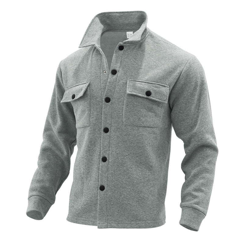 Herr Fleece skjortjacka med Two bröstfickor och stilren ståkrage