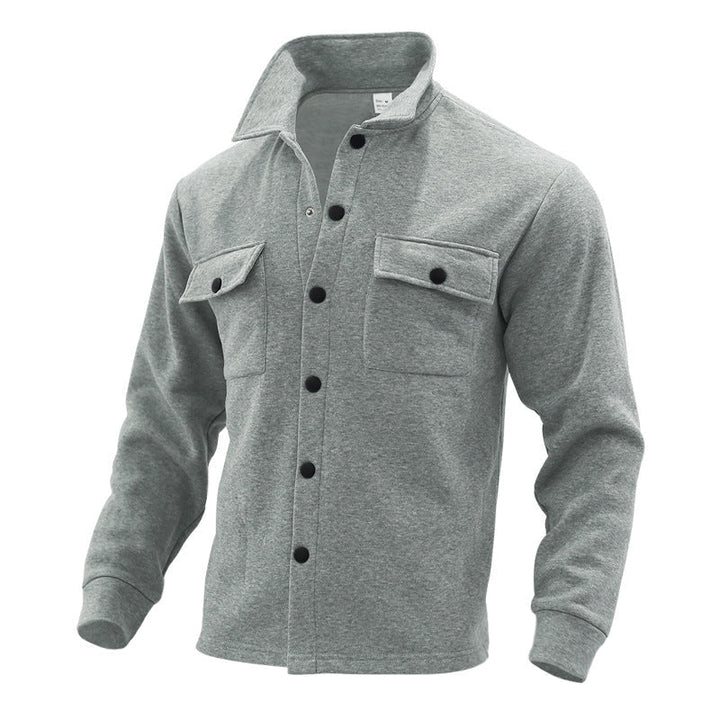 Herr Fleece skjortjacka med Two bröstfickor och stilren ståkrage