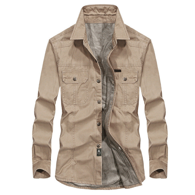 Herr Lightly Vadderad Canvas Worker Skjortjacka med Bröst Lock Fickor