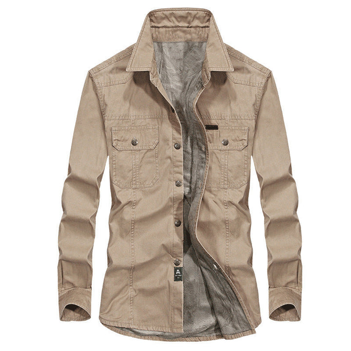 Herr Lightly Vadderad Canvas Worker Skjortjacka med Bröst Lock Fickor