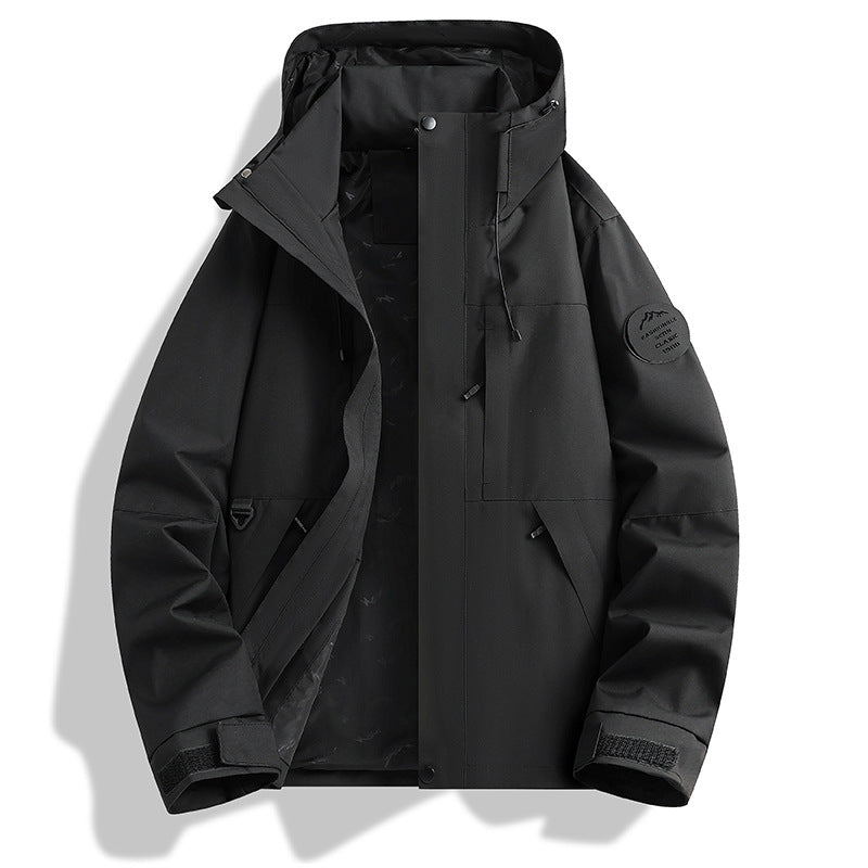 Herr vatten- och vindtät softshell utomhusjacka med justerbar huva