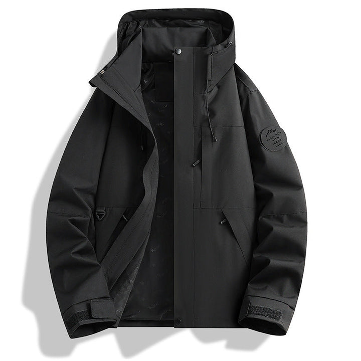 Herr vatten- och vindtät softshell utomhusjacka med justerbar huva