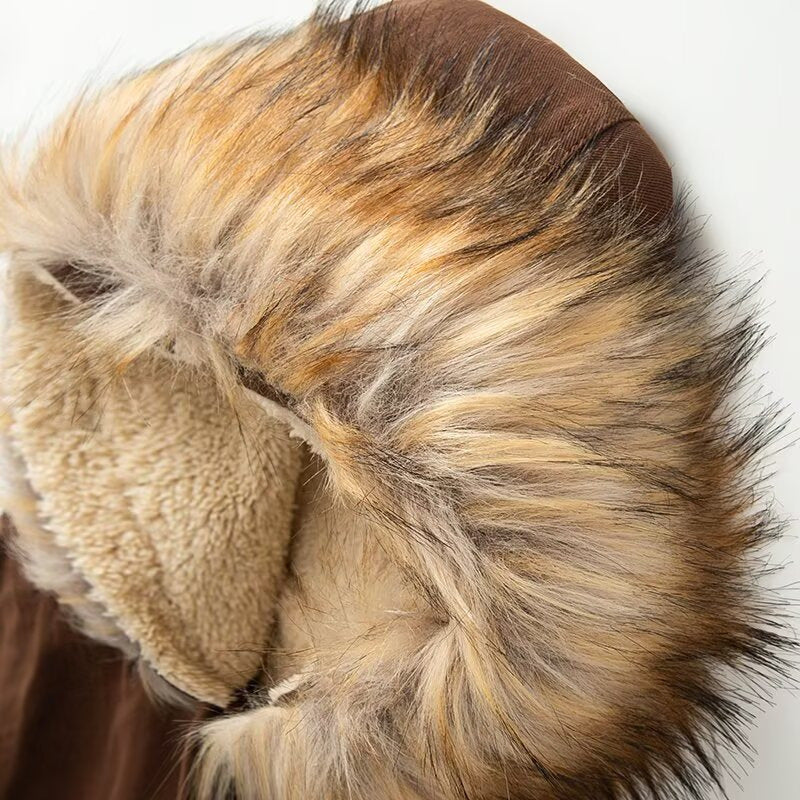 Dam Thermal Parka med teddyfoder och Removable Fur huva
