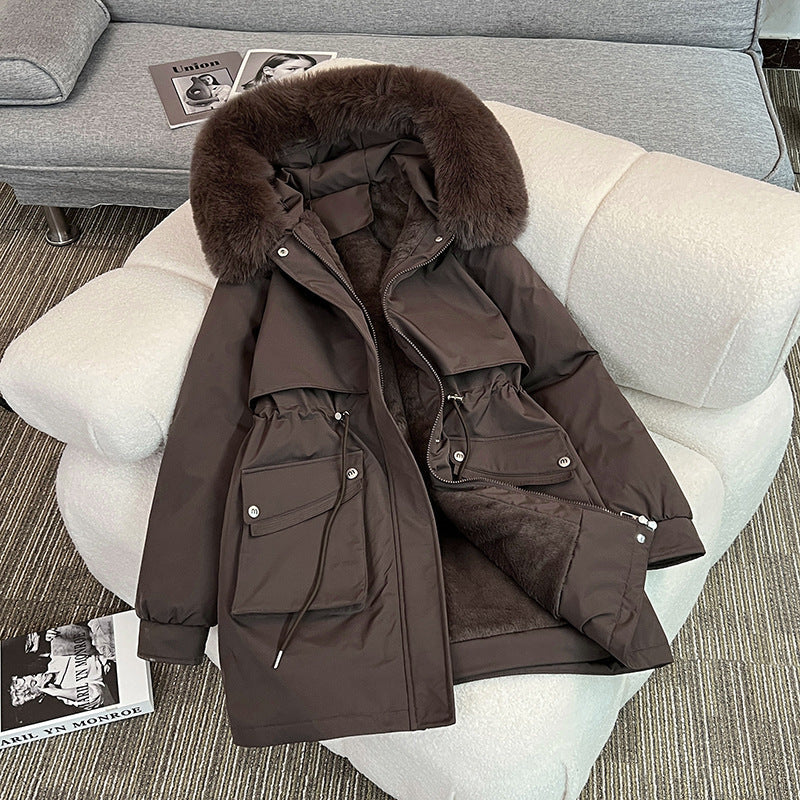 Dam modeable vinter parka med Cozy innerfoder och Praktisk Fickor