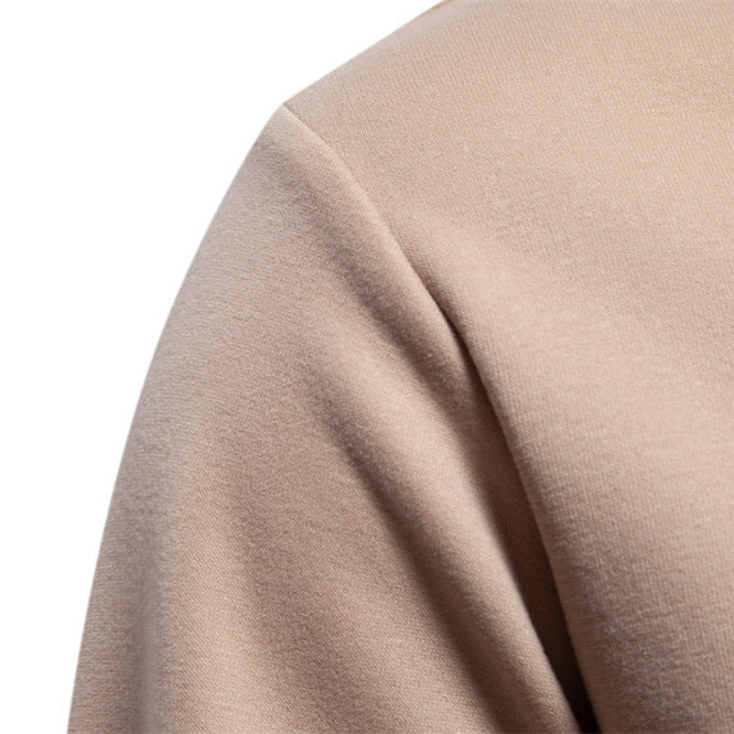 Herr Nano College-Tröja med Round Neck, Lapp Bröstficka med Horizontal Dragkedja och Ribbad Fåll