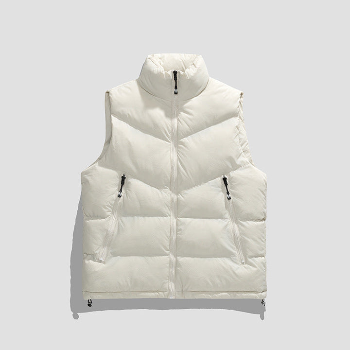Herr Lätt Insulated Dun Look Väst med Hög Stående Krage och Wave Quilting