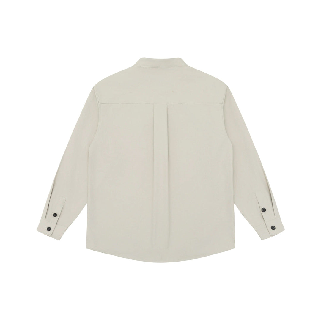 Unisex Skjorta Jacka med Ståkrage, Concealed Knapplist, och Lapp Breast Fickor