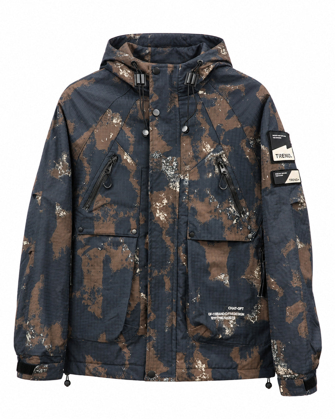 Herr teknisk Kamouflage parka med huva och Ripstop Ytter Material