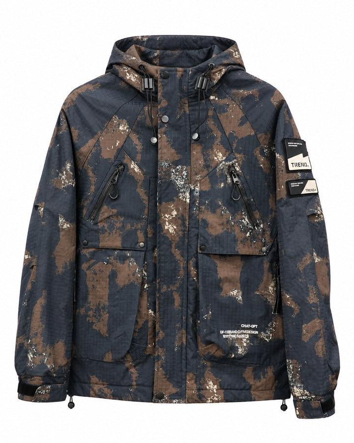 Herr teknisk Kamouflage parka med huva och Ripstop Ytter Material